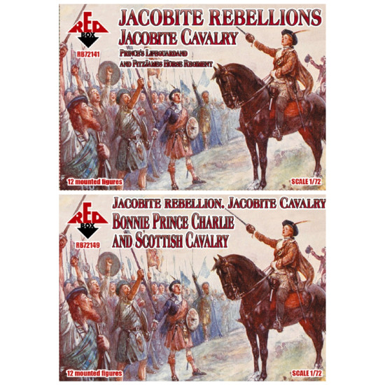 Bundle lot of Red Box 72141 + 72149 Jacobite Rebell. Cavalry. 1/72