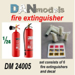 Dan Models 24005 - 1/24 set of fire extinguishers in stock. 6 pcs. resin + decal