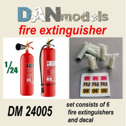 Dan Models 24005 - 1/24 set of fire extinguishers in stock. 6 pcs. resin + decal