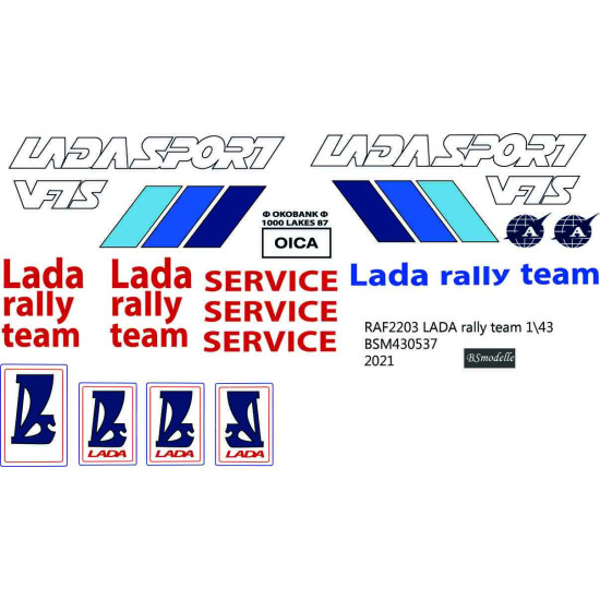BSmodelle 430537 - 1/43 RAF 2203 Technical Rally Lada decal for aircraft model scale kit