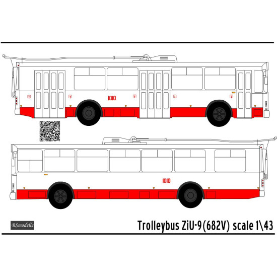 BSmodelle 430415 - 1/43 ZiU-9 (682) city trolleybus decal for aircraft model scale kit