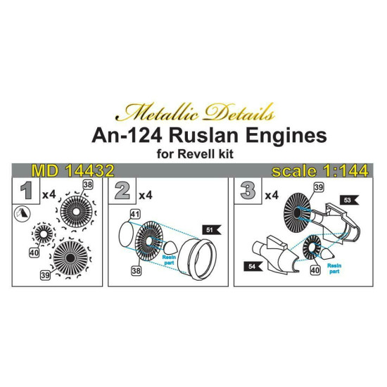 Metallic Details MD14432 - 1/144 - An-124 Ruslan. Engines (Revell) Detailing Set