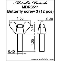 Metallic Details MDR3511 - 1/35 -  Butterfly screw 3 resin