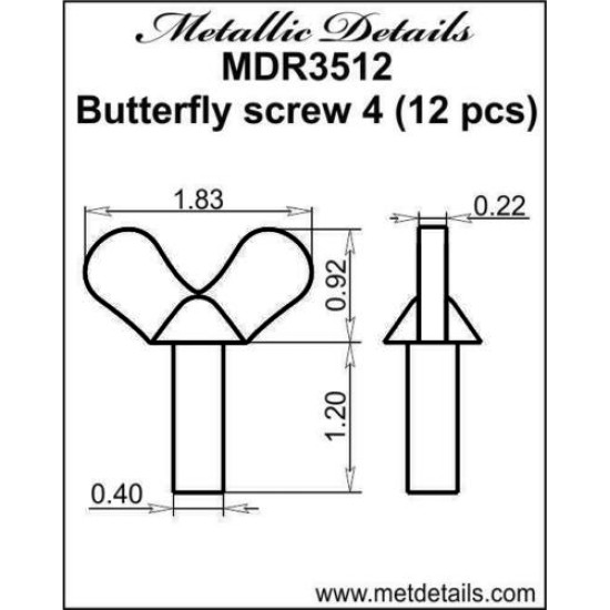 Metallic Details MDR3512 - 1/35 - Butterfly screw 4 resin