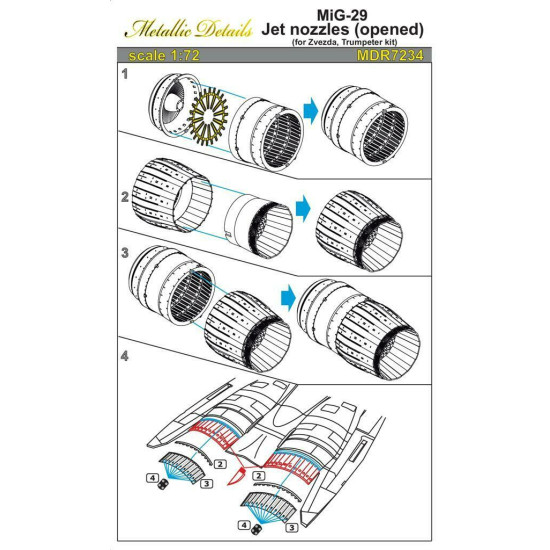 Metallic Details MDR7234 -1/72 - Detailing set for MiG-29. Jet nozzle (opened)