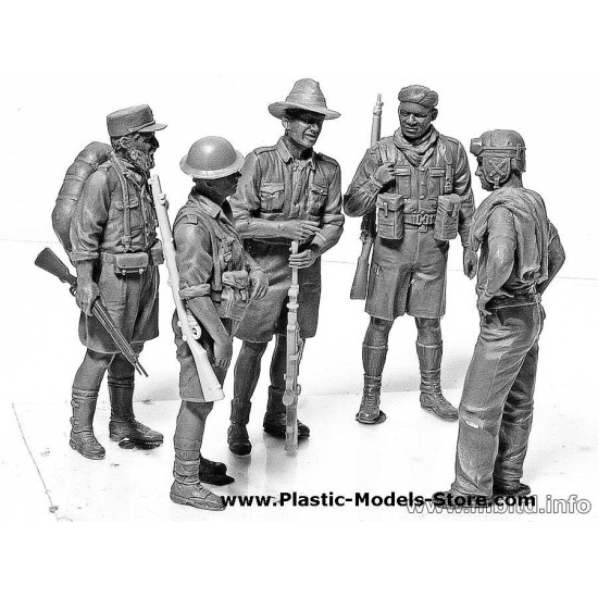 Allied Forces, WW II era, North Africa, desert battles series 5 fig. 1/35 Master Box 3594