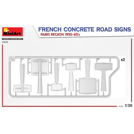 Miniart 35659 - 1/35 French concrete road signs. Paris region of the 1930s-40s 