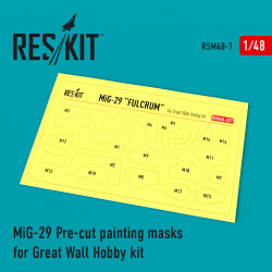 Reskit RSM48-0007 - 1/48 MiG-29 Pre-cut painting masks for Great Wall Hobby kit