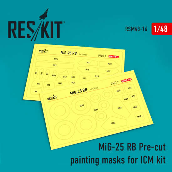 Reskit RSM48-0016 - 1/48 MiG-25 RB Pre-cut painting masks for ICM kit