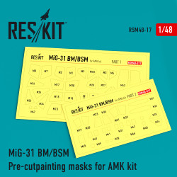 Reskit RSM48-0017 - 1/48 MiG-31 Pre-cut painting masks for Amk kit