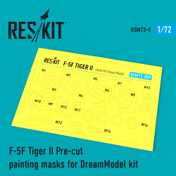 Reskit RSM72-0009 - 1/72 F-5F Tiger II Pre-cut painting masks for DreamModel kit