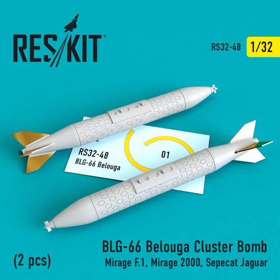 Reskit RS32-0048 - 1/32 BLG-66 Belouga Cluster Bomb (2 pcs) for model aircraft