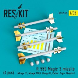 Reskit RS32-0053 - 1/32 R-550 Magic-2 missile (4 pcs) for scale model aircraft