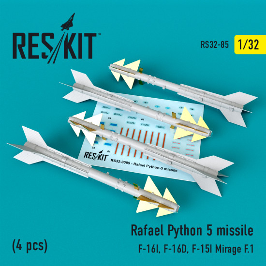 Reskit RS32-0085 - 1/32 Rafael Python 5 missile (4 pcs) for aircraft model scale