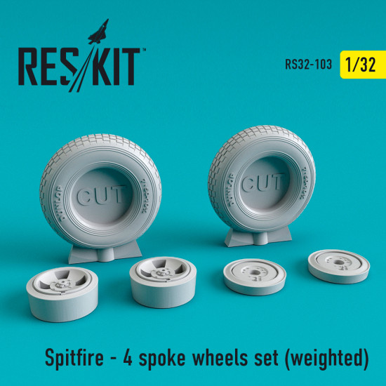 Reskit RS32-0103 - 1/32 Spitfire - 4 spoke wheels set (weighted) for aircraft