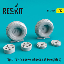 Reskit RS32-0104 - 1/32 Spitfire - 5 spoke wheels set (weighted) for aircraft