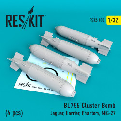 Reskit RS32-0108 - 1/32 BL755 Cluster Bomb (4 pcs) for aircraft scale model