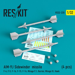 Reskit RS32-0235 - 1/32 AIM-9J Sidewinder missile (4 pcs) for aircraft model