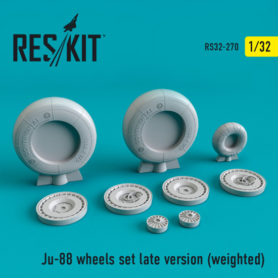 Reskit RS32-0270 - 1/32 Ju-88 wheels set late version (weighted) for aircraft