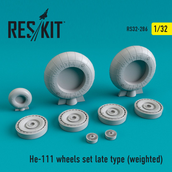 Reskit RS32-0286 - 1/32 He-111 wheels set late type (weighted) for aircraft