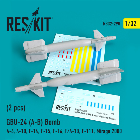 Reskit RS32-0290 - 1/32 GBU-24 (A-B) Bomb (2 pcs) for aircraft plastic model
