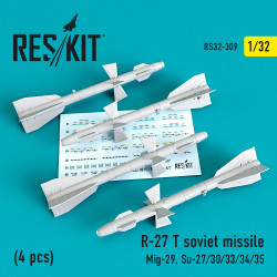 Reskit RS32-0309 - 1/32 R-27 T soviet missile (4 pcs) for plastic aircraft