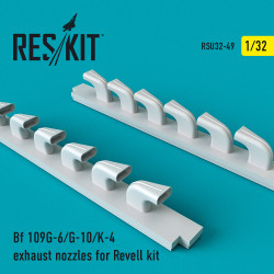 Reskit RSU32-0049 - 1/32 Bf 109G-6/G-10/K-4 exhaust nozzles for Revell kit