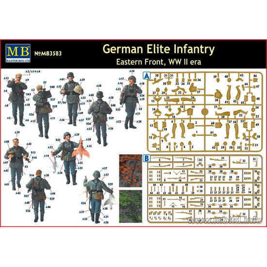 German Elite Infantry, Eastern Front 5 fig WWII 1/35 Master Box 3583