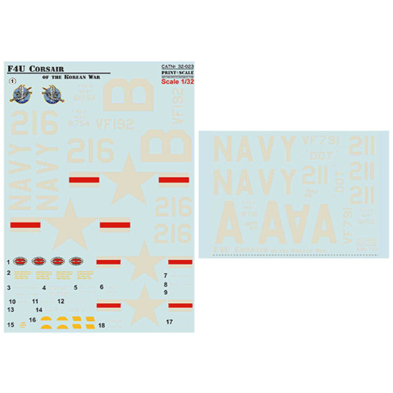 Print scale 32-023 - 1/32 - F4U Corsair The complete set 1,5 leaf