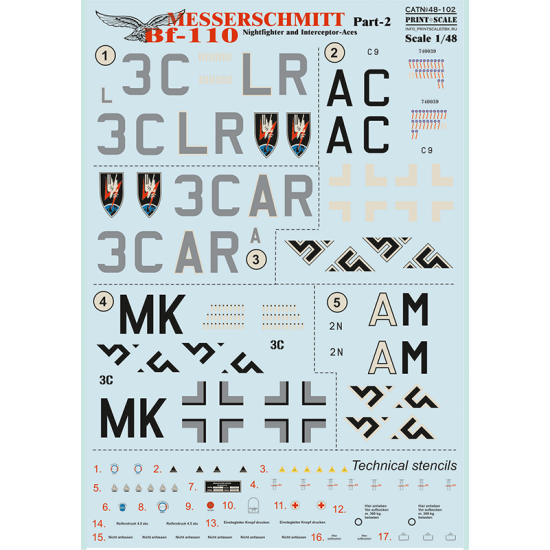 Print scale 48-102 - 1/48 - Me-110 Part 2 The complete set 1,5 leaf Print scale 48-102 - 1/48 - Me-110 Part 2 The complete set 1,5 leaf