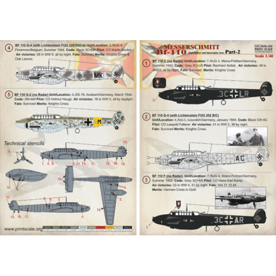 Print scale 48-102 - 1/48 - Me-110 Part 2 The complete set 1,5 leaf Print scale 48-102 - 1/48 - Me-110 Part 2 The complete set 1,5 leaf