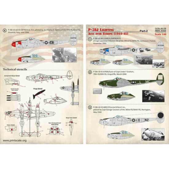 Print scale 48-158 - 1/48 - P-38J Lighting Aces over Europe (1944-45) Part 2