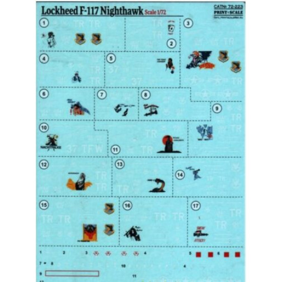 Print Scale 72-223 - 1/72 Lockheed F-117 Nighthawk (Aircraft wet decal)