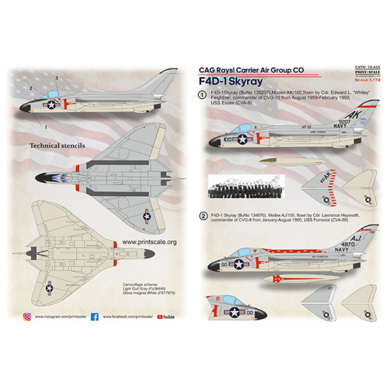Print scale 72-425 - 1/72 F4D-1 Skyray decal for aircraft