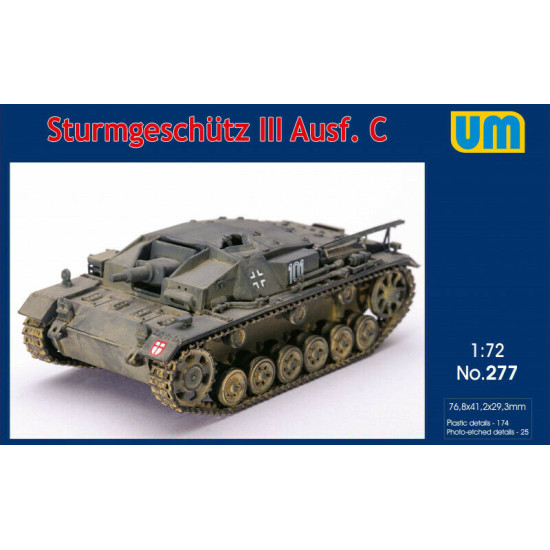 Unimodel 277 - 1/72 Tank Sturmgeschutz III Ausf.C Scale Plastic Model