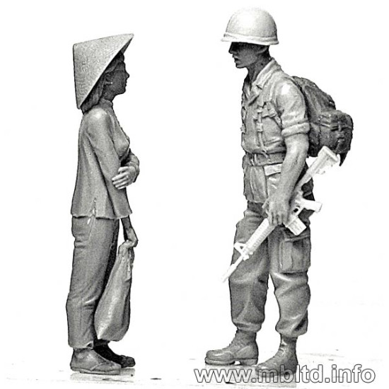 5 Figure Set plastic kit 1/35 Vietnam War Series Master Box 3599 Patroling 