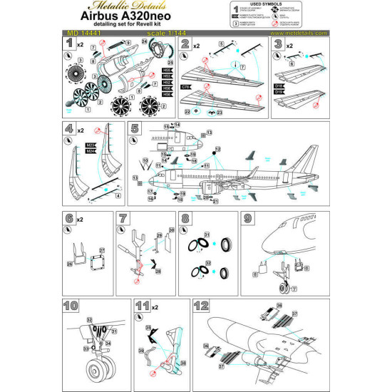 Metallic Details MD14441 - 1/144 Detailing set Airbus A320neo