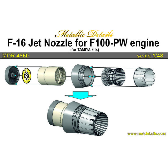 Metallic Details MDR4860 - 1/48 F-16 F100 Engine Afterburner Nozzle Set (Tamiya)