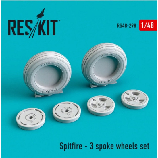 Reskit RS48-0298 - 1/48 Spitfire - 3 spoke wheels set Eduard, ICM, Tamiya, Airfix