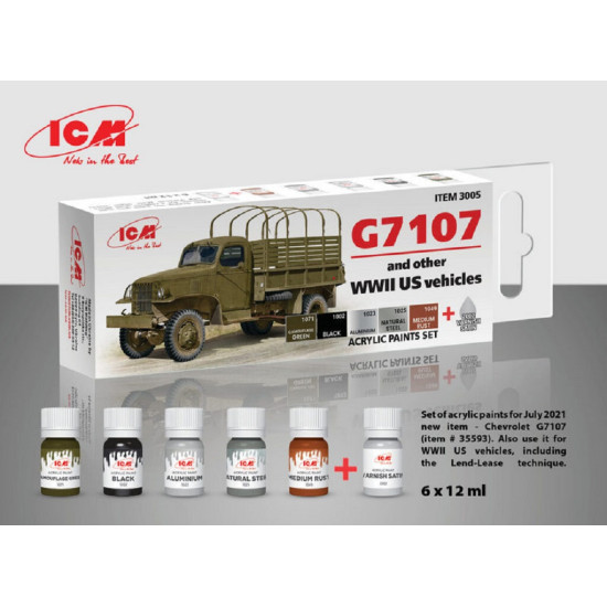 ICM 3005 Paints for the G7107 truck and other equipment, 6 pcs