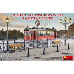 Miniart 35639 - 1/35 Outdoor accessories with lampposts and clocks, scale model