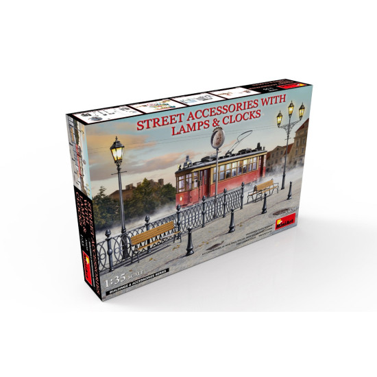 Miniart 35639 - 1/35 Outdoor accessories with lampposts and clocks, scale model