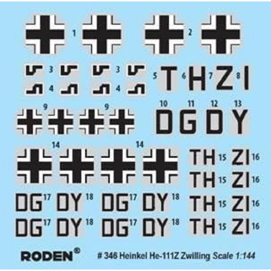 Roden RN346 - 1/144 Heinkel He111Z-1 Zwilling, scale plastic model aircraft
