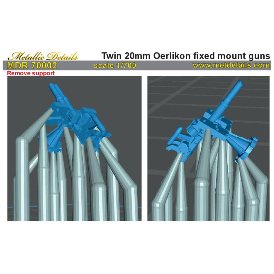 Metallic Details MDR70002 - 1/700 Twin 20 mm Oerlikon fixed mount guns