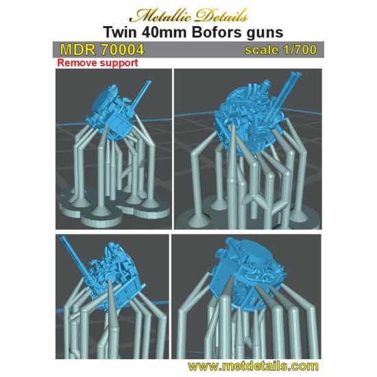 Metallic Details MDR70004 - 1/700 Twin 40 mm Bofors guns model