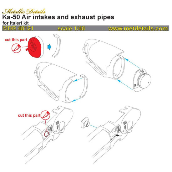 Metallic Details MDR48121 - 1/48 Ka-50 Air intakes, exhaust pipes Italeri/Revell