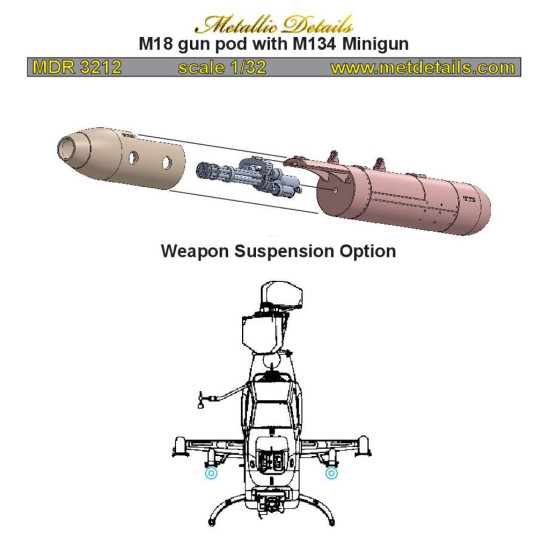 Metallic Details MDR3212 - 1/32 M18 gun pod with M134 Minigun scale model kit