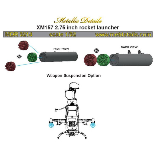 Metallic Details MDR3214 - 1/32 XM157 2.75 inch rocket launcher for aircraft