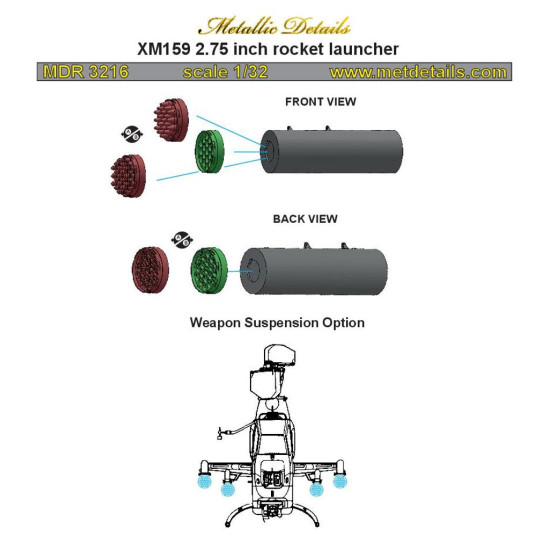 Metallic Details MDR3216 - 1/32 XM159 2.75 inch rocket launcher for aircraft