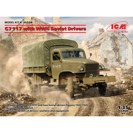 ICM 35594 - 1/35 G7117 with WWII Soviet Drivers, scale plastic model kit